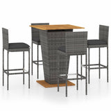 NNEVL 5 Piece Garden Bar Set with Cushions Poly Rattan Grey