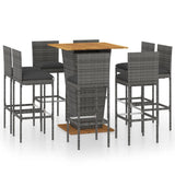 NNEVL 9 Piece Garden Bar Set with Cushions Poly Rattan Grey