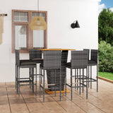 NNEVL 9 Piece Garden Bar Set with Cushions Poly Rattan Grey