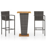 NNEVL 3 Piece Garden Bar Set Grey