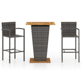 NNEVL 3 Piece Garden Bar Set Grey