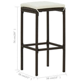 NNEVL 3 Piece Garden Bar Set with Cushions Brown