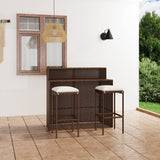 NNEVL 3 Piece Garden Bar Set with Cushions Brown