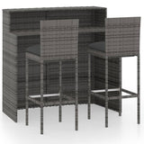 NNEVL 3 Piece Garden Bar Set with Cushions Grey
