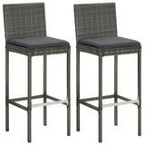 NNEVL 3 Piece Garden Bar Set with Cushions Grey