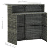 NNEVL 3 Piece Garden Bar Set with Cushions Grey