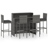 NNEVL 5 Piece Garden Bar Set with Cushions Grey
