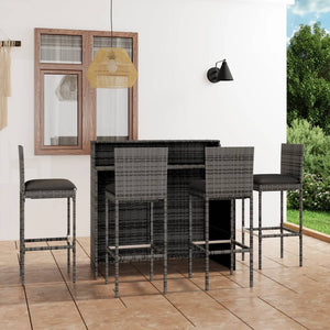 NNEVL 5 Piece Garden Bar Set with Cushions Grey