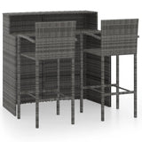 NNEVL 3 Piece Garden Bar Set Grey