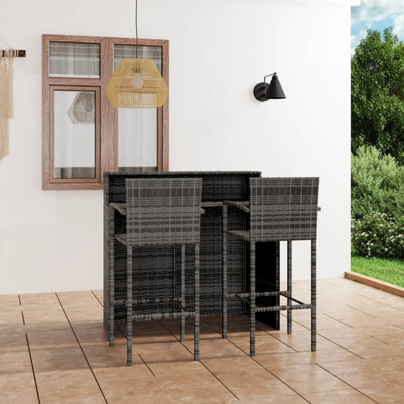 NNEVL 3 Piece Garden Bar Set Grey