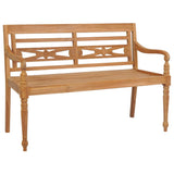 NNEVL Batavia Bench with Red Cushion 120 cm Solid Teak Wood