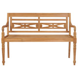 NNEVL Batavia Bench with Red Cushion 120 cm Solid Teak Wood