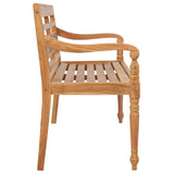 NNEVL Batavia Bench with Red Cushion 120 cm Solid Teak Wood