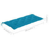 NNEVL Batavia Bench with Light Blue Cushion 120 cm Solid Teak Wood