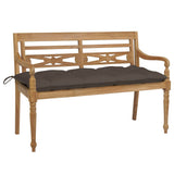 NNEVL Batavia Bench with Taupe Cushion 120 cm Solid Teak Wood