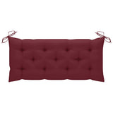 NNEVL Batavia Bench with Wine Red Cushion 120 cm Solid Teak Wood