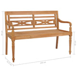 NNEVL Batavia Bench with Blue Cushion 150 cm Solid Teak Wood