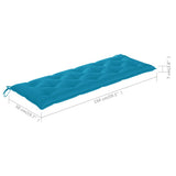 NNEVL Batavia Bench with Light Blue Cushion 150 cm Solid Teak Wood