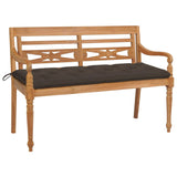 NNEVL Batavia Bench with Taupe Cushion 150 cm Solid Teak Wood