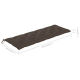 NNEVL Batavia Bench with Taupe Cushion 150 cm Solid Teak Wood