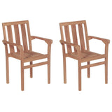 NNEVL Garden Chairs 2 pcs with Cream White Cushions Solid Teak Wood