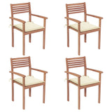 NNEVL Garden Chairs 4 pcs with Cream Cushions Solid Teak Wood