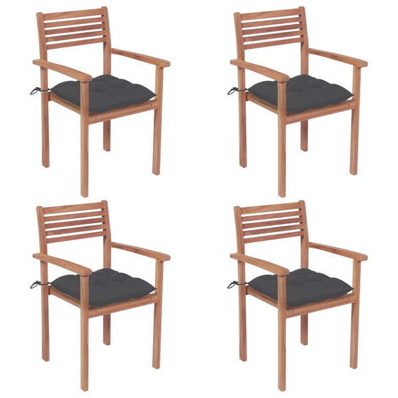 NNEVL Garden Chairs 4 pcs with Anthracite Cushions Solid Teak Wood