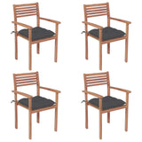 NNEVL Garden Chairs 4 pcs with Anthracite Cushions Solid Teak Wood