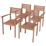 NNEVL Garden Chairs 4 pcs with Anthracite Cushions Solid Teak Wood