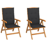 NNEVL Garden Chairs 2 pcs with Anthracite Cushions Solid Teak Wood