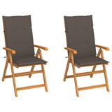 NNEVL Garden Chairs 2 pcs with Taupe Cushions Solid Teak Wood