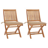 NNEVL Garden Chairs 2 pcs with Beige Cushions Solid Teak Wood