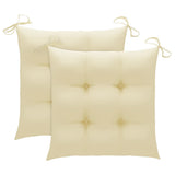 NNEVL Garden Chairs 2 pcs with Cream White Cushions Solid Teak Wood