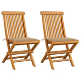 NNEVL Garden Chairs with Beige Cushions 2 pcs Solid Teak Wood