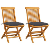 NNEVL Garden Chairs with Anthracite Cushions 2 pcs Solid Teak Wood