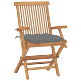 NNEVL Garden Chairs with Grey Cushions 2 pcs Solid Teak Wood