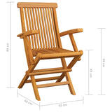 NNEVL Garden Chairs with Beige Cushions 3 pcs Solid Teak Wood