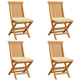 NNEVL Garden Chairs with Cream White Cushions 4 pcs Solid Teak Wood
