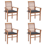 NNEVL Dining Chairs 4 pcs with Anthracite Cushions Solid Teak Wood