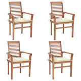 NNEVL Dining Chairs 4 pcs with Cream Cushions Solid Teak Wood
