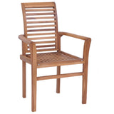 NNEVL Dining Chairs 4 pcs with Blue Cushions Solid Teak Wood