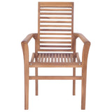 NNEVL Dining Chairs 4 pcs with Blue Cushions Solid Teak Wood