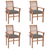 NNEVL Dining Chairs 4 pcs with Grey Cushions Solid Teak Wood
