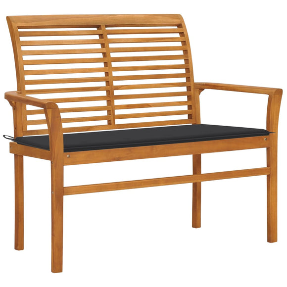 NNEVL Garden Bench with Anthracite Cushion 112 cm Solid Teak Wood