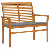 NNEVL Garden Bench with Grey Cushion 112 cm Solid Teak Wood