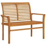 NNEVL Garden Bench with Grey Cushion 112 cm Solid Teak Wood