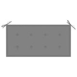 NNEVL Garden Bench with Grey Cushion 112 cm Solid Teak Wood