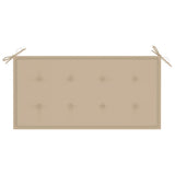 NNEVL Garden Bench with Beige Cushion 112 cm Solid Teak Wood
