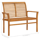 NNEVL Garden Bench with Beige Cushion 112 cm Solid Teak Wood