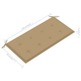 NNEVL Garden Bench with Beige Cushion 112 cm Solid Teak Wood
